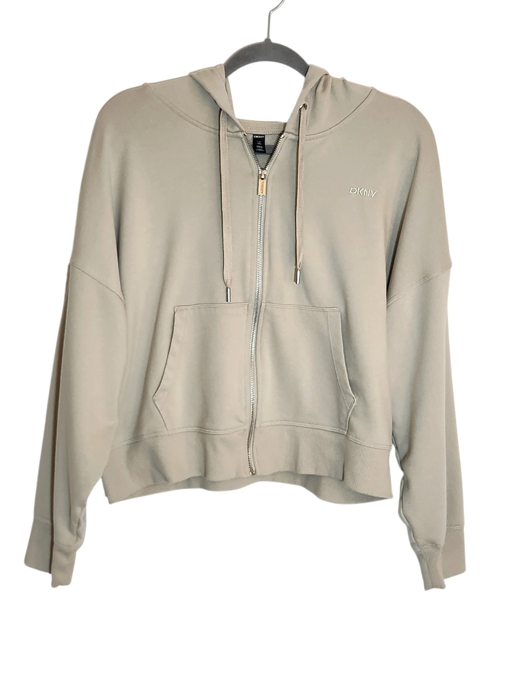 DKNY Womens Beige Cropped Hoodie Size XL
